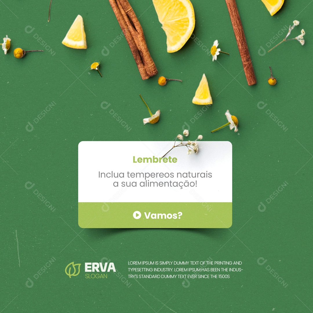 Lembrete Loja de Ervas Naturais Social Media PSD Editável