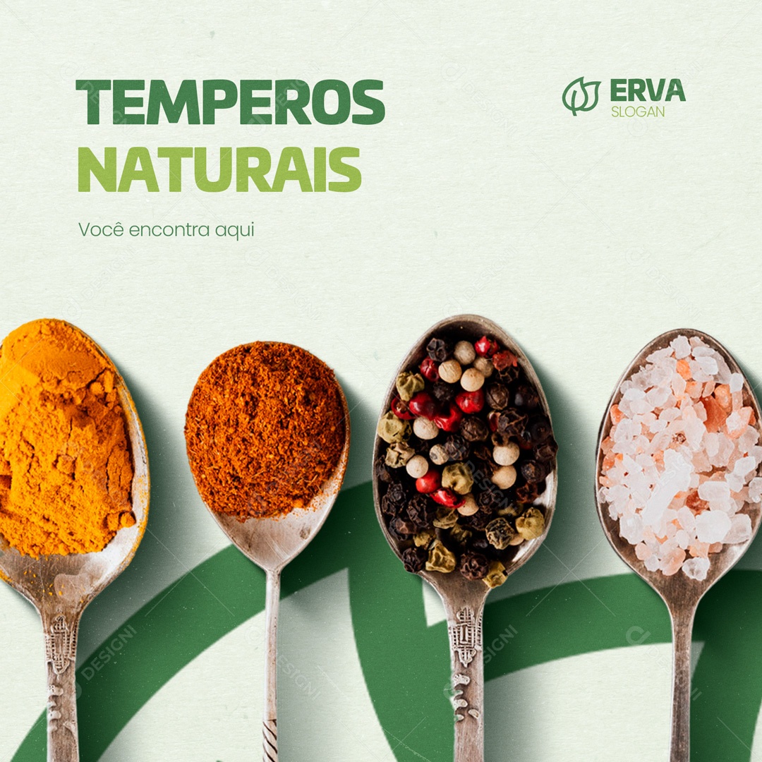Temperos Naturais Loja de Ervas Social Media PSD Editável
