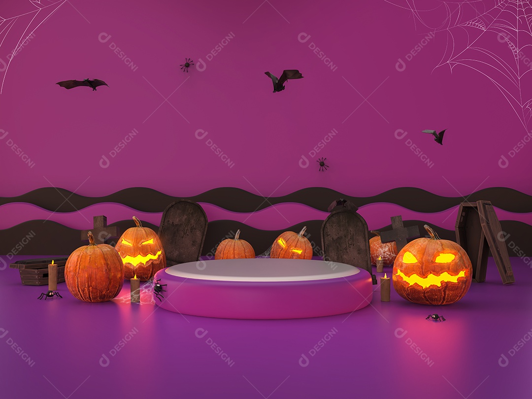 Cenário Roxo de Halloween para o Dia das Bruxas