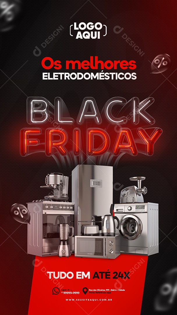Story Os Melhores Eletrodomésticos Tudo Em Até 24x Social Media PSD Editável