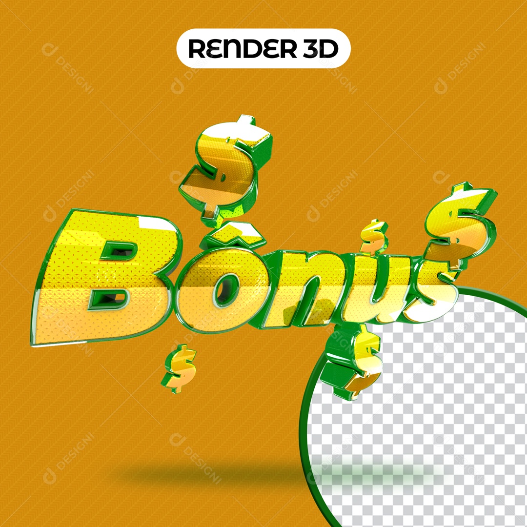 Bônus Texto 3D Verde e Amarelo Para Composição PSD