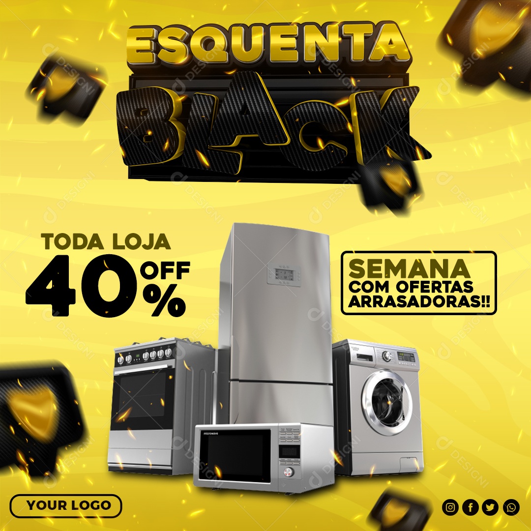 Esquenta Black Promoção é Aqui Social Media PSD Editável