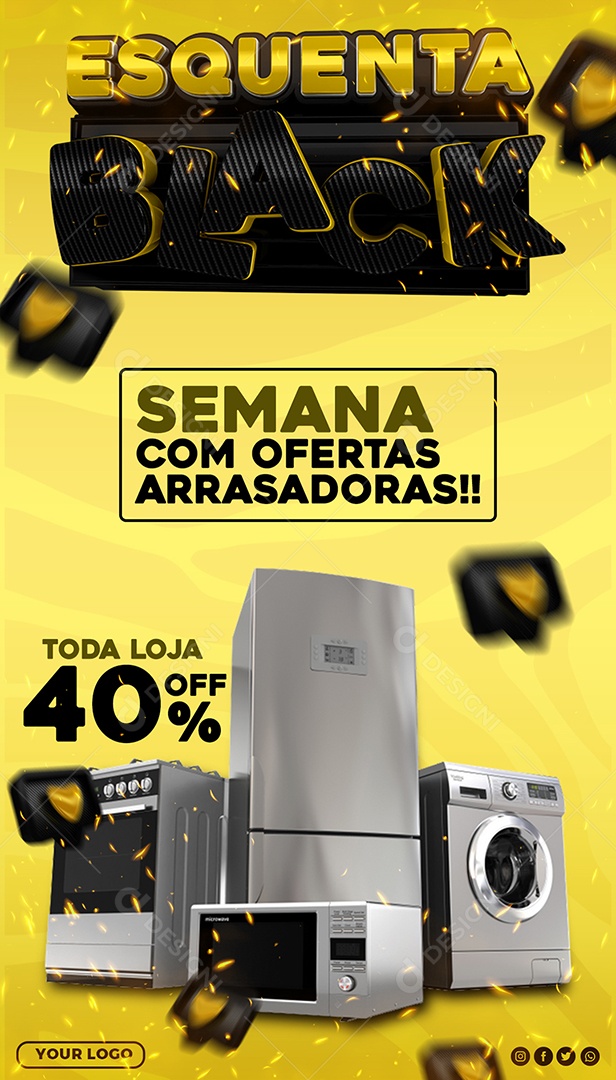 Esquenta Black Promoção é Aqui Social Media PSD Editável