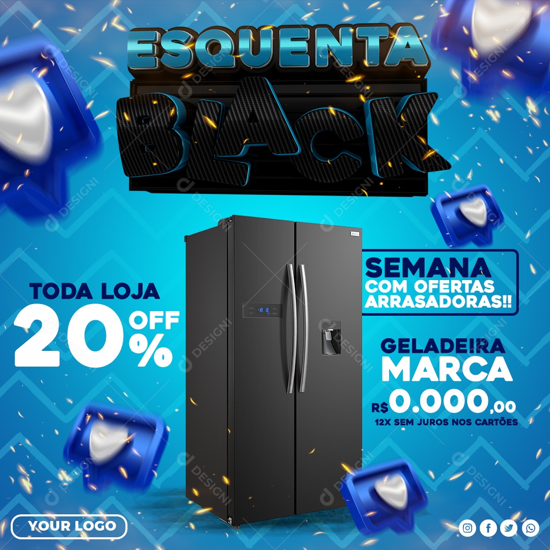 Esquenta Black Promoção é Aqui Social Media PSD Editável