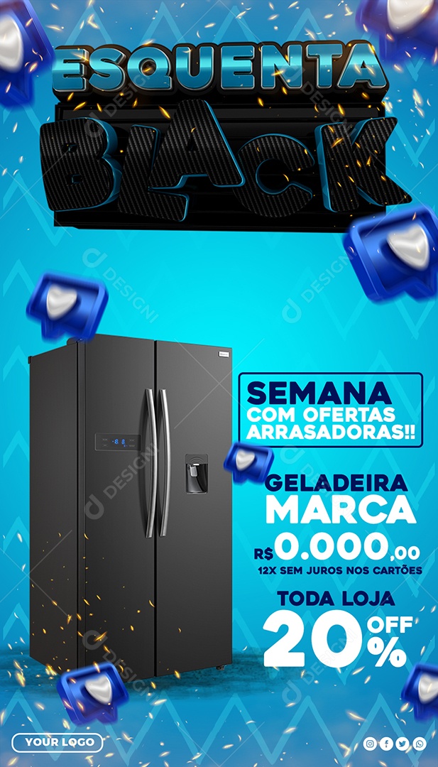 Esquenta Black Promoção é Aqui Social Media PSD Editável