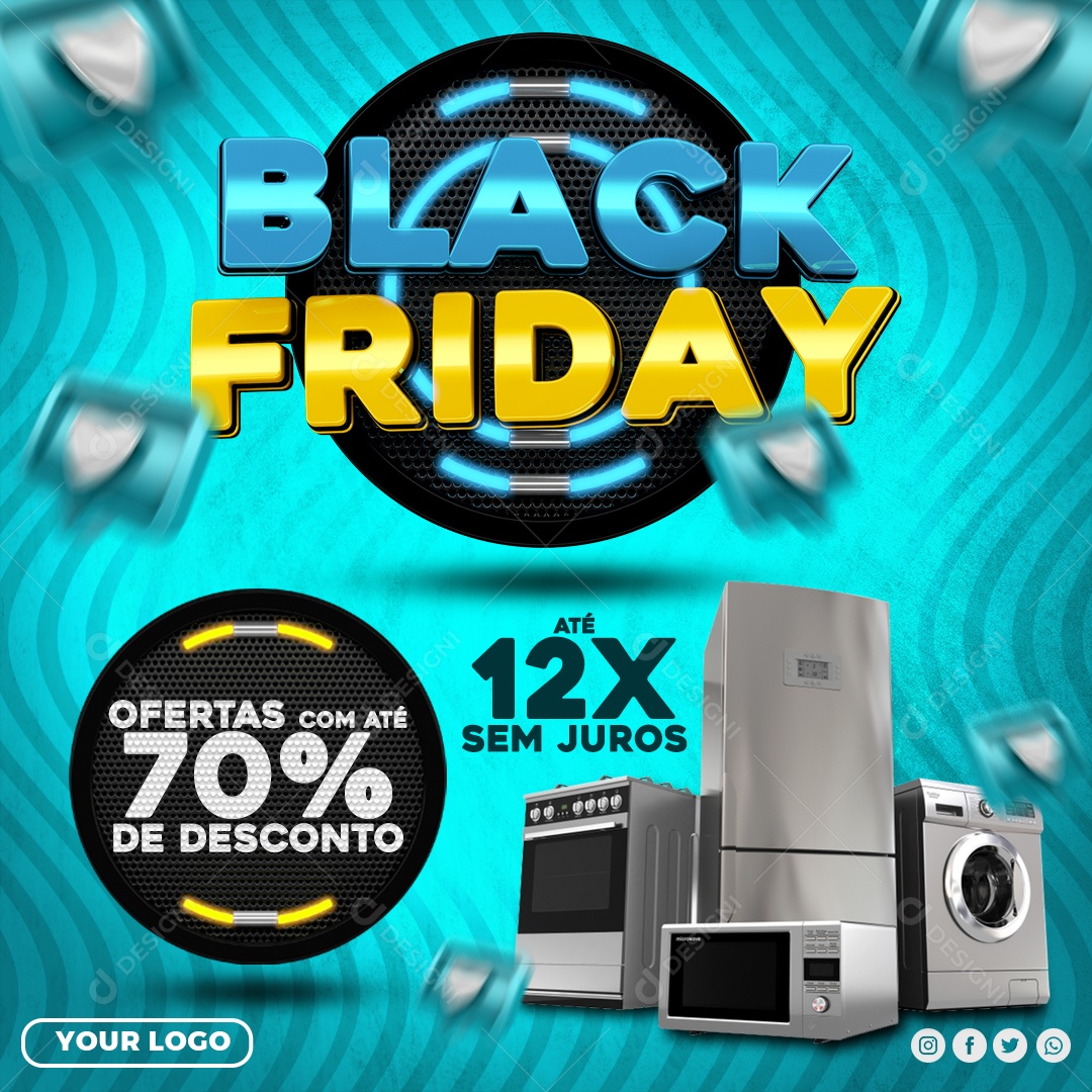 Esquenta Black Promoção é Aqui Social Media PSD Editável