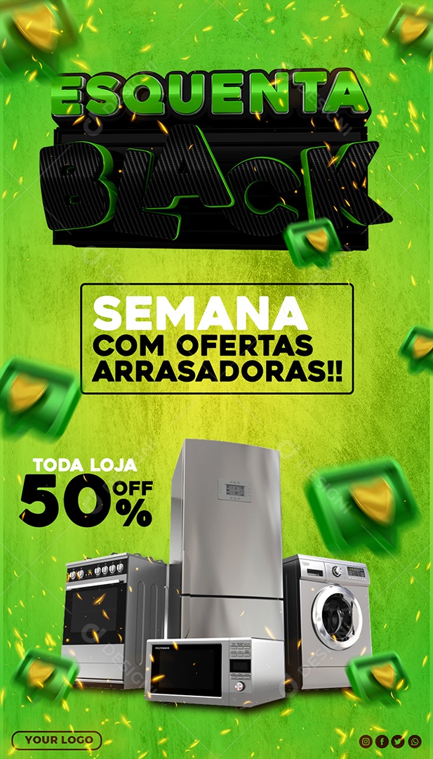 Esquenta Black Promoção é Aqui Social Media PSD Editável