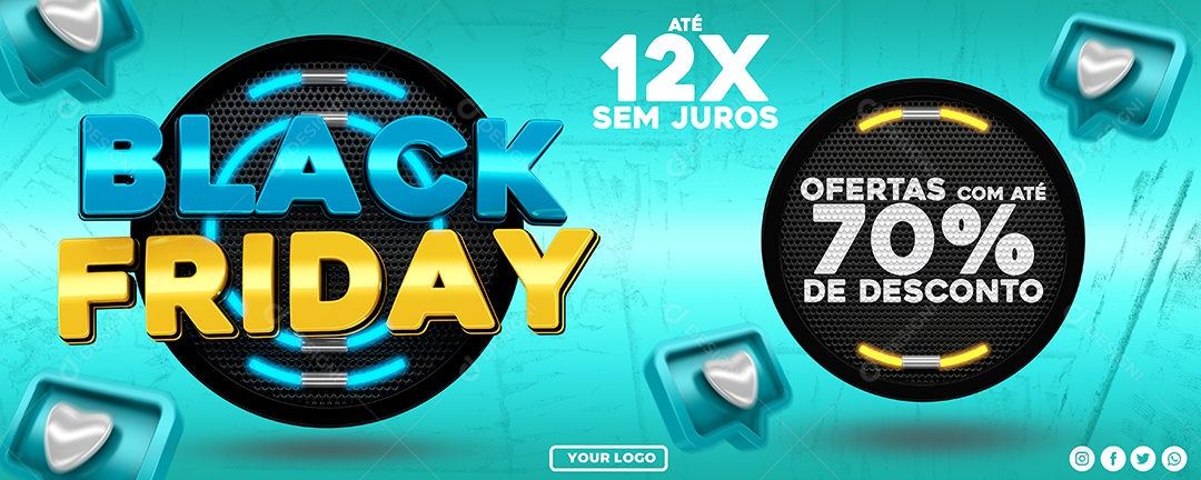 Banner Esquenta Black Promoção é Aqui Social Media PSD Editável