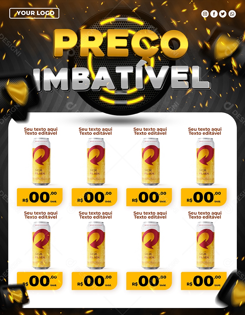 Encarte Preço Imbatível Black Promoção é Aqui Social Media PSD Editável