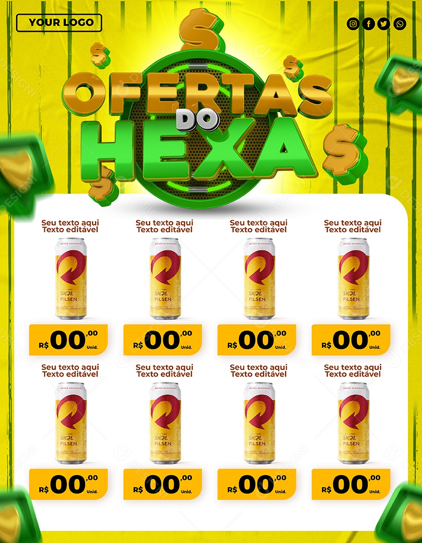 Encarte Ofertas Do Hexa Promoções Social Media PSD Editável