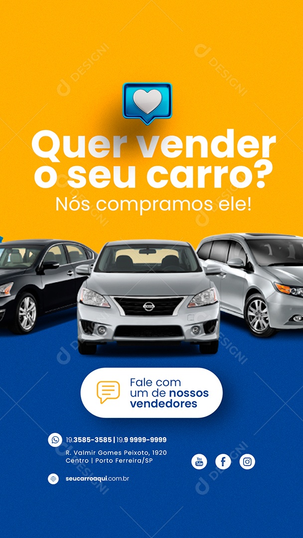 Story Quer Vender o Seu Carro nós Compramos ele Concessionária Social Media PSD Editável