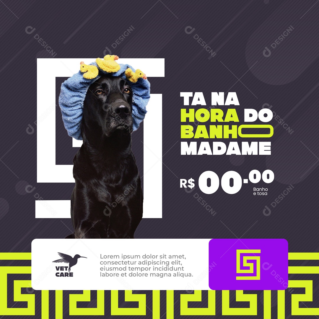 Clínica Veterinária e Pet Shop Hora do Banho Social Media PSD Editável