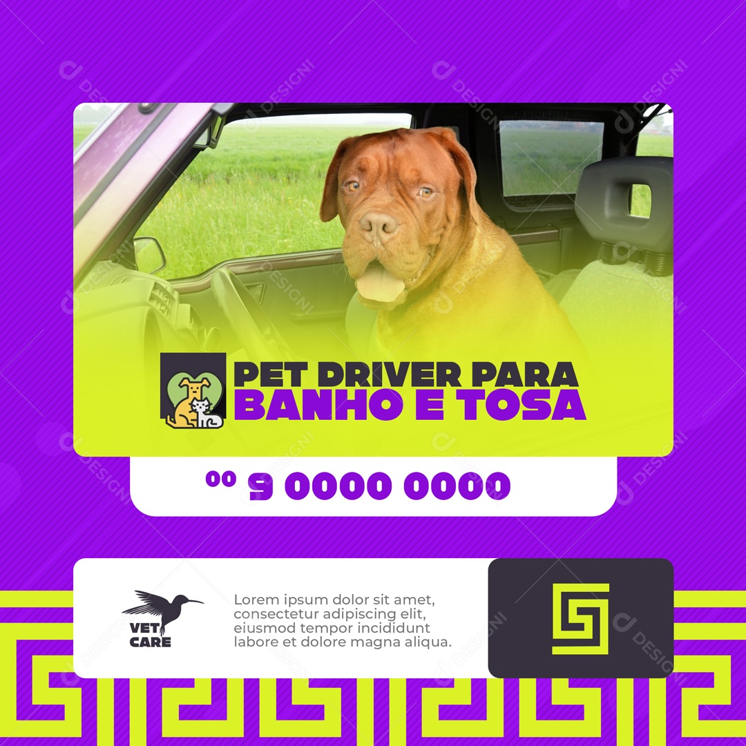 Pet Drive para Banho e Tosa Pet Shop Social Media PSD Editável