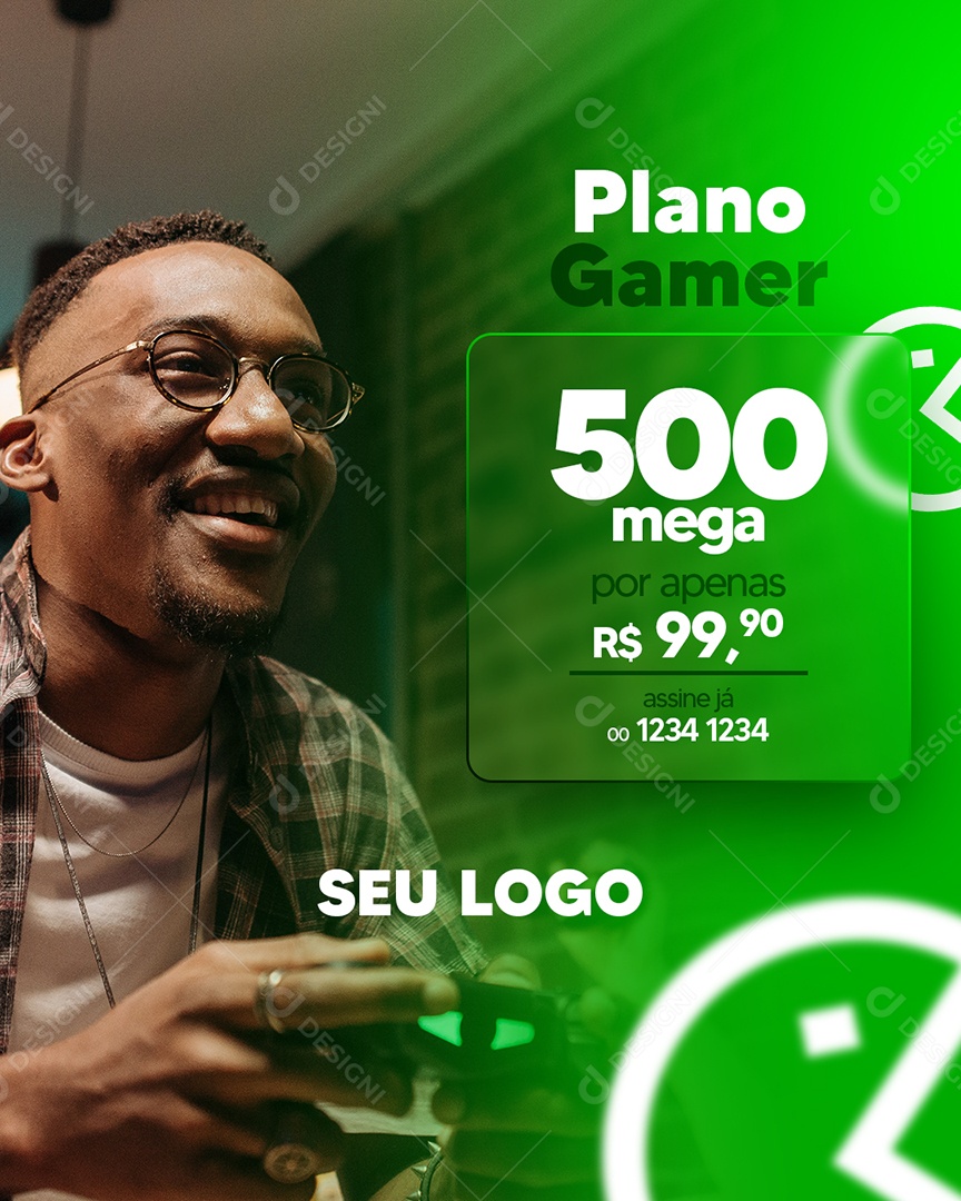 Plano Gamer 500 Mega Promoção Social Media PSD Editável