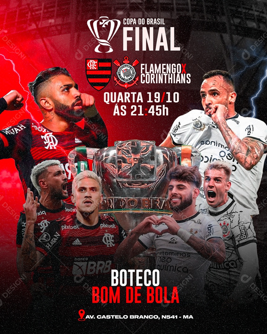Flyer Copa Do Brasil Flamengo Vs Corinthians Social Media PSD Editável