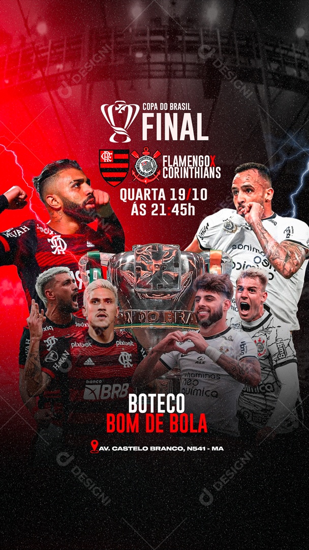 Flyer Copa Do Brasil Flamengo Vs Corinthians Social Media PSD Editável