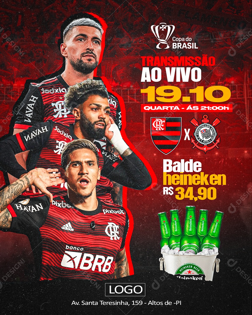 Flyer Copa Do Brasil Flamengo Vs Corinthians Social Media PSD Editável