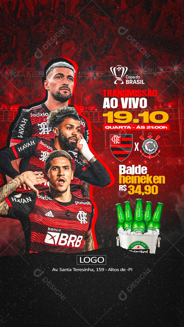 Flyer Copa Do Brasil Flamengo Vs Corinthians Social Media PSD Editável
