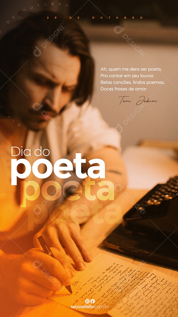 Dia do Poeta Ser Poeta é Ser Mais Alto Dia do Poeta 20 de Outubro Social Media PSD Editável