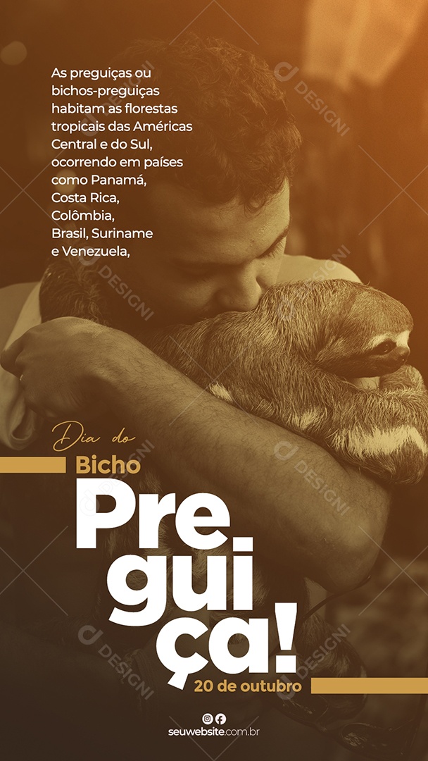 Dia Do Bicha Da Preguiça Data Comemorativa Social Media PSD Editável