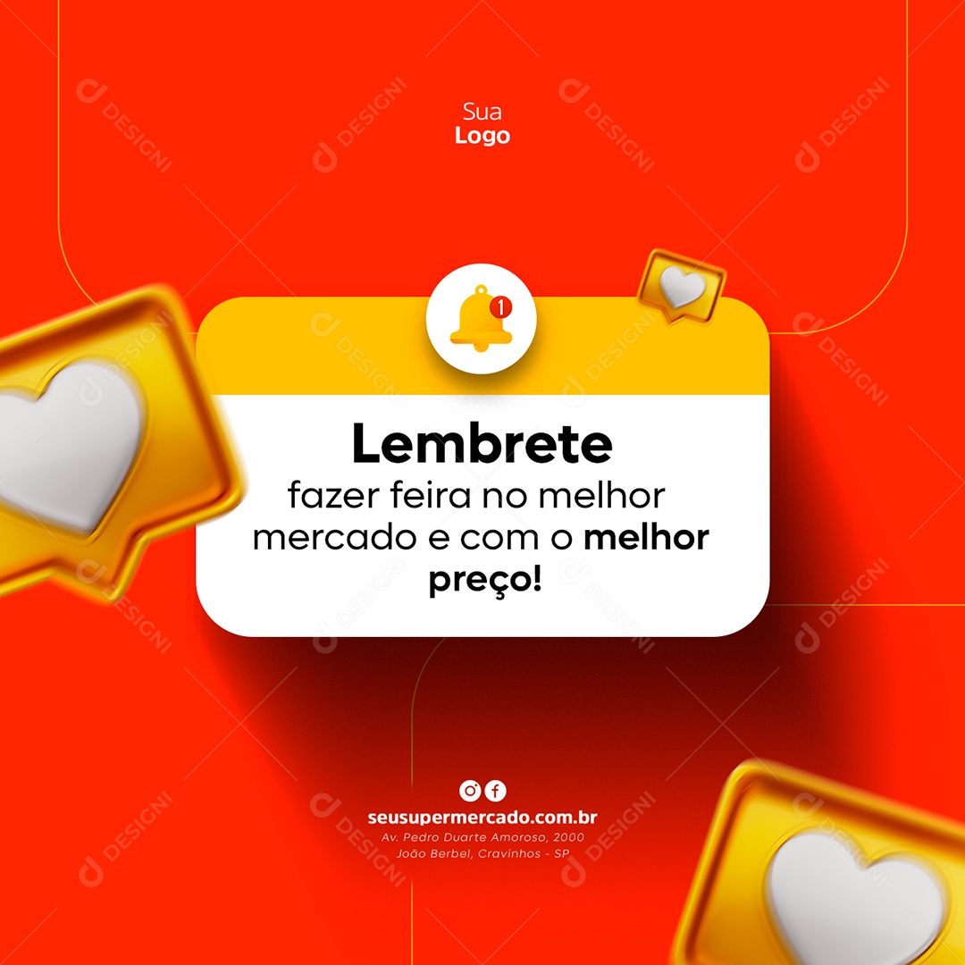 Fazer Feira no Melhor Mercado e Com o Melhor Preço Supermercado Social Media PSD Editável