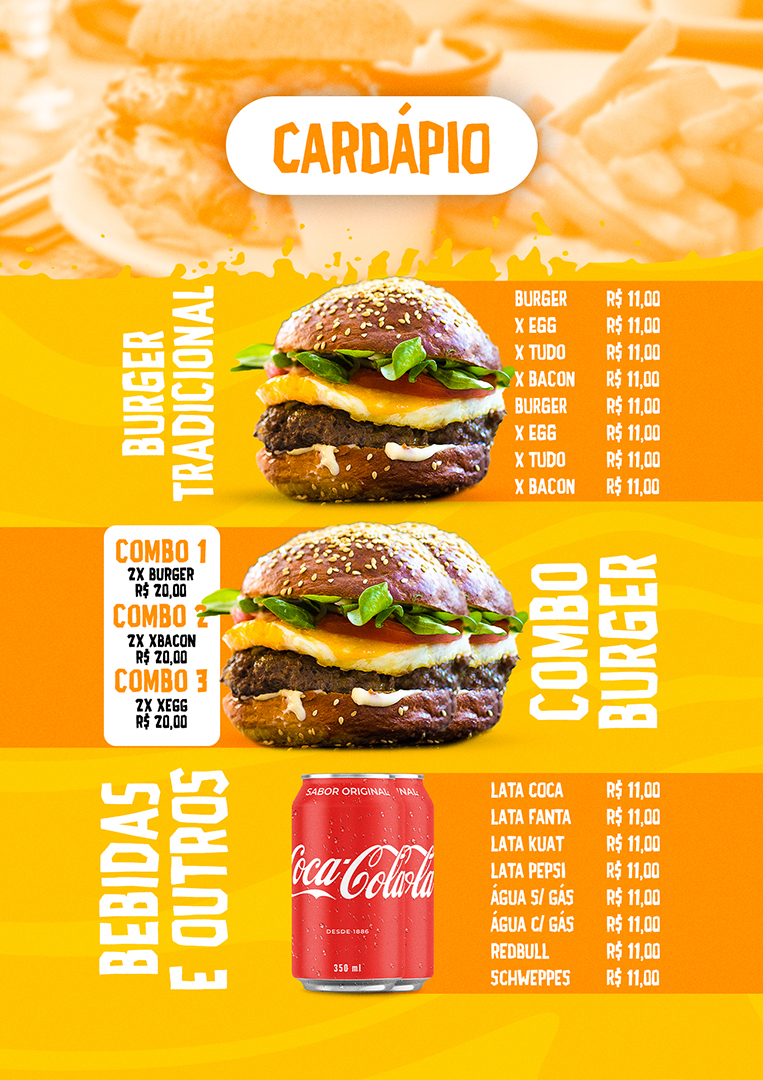 Modelo de Cardápio para Hamburgueria PSD Editável