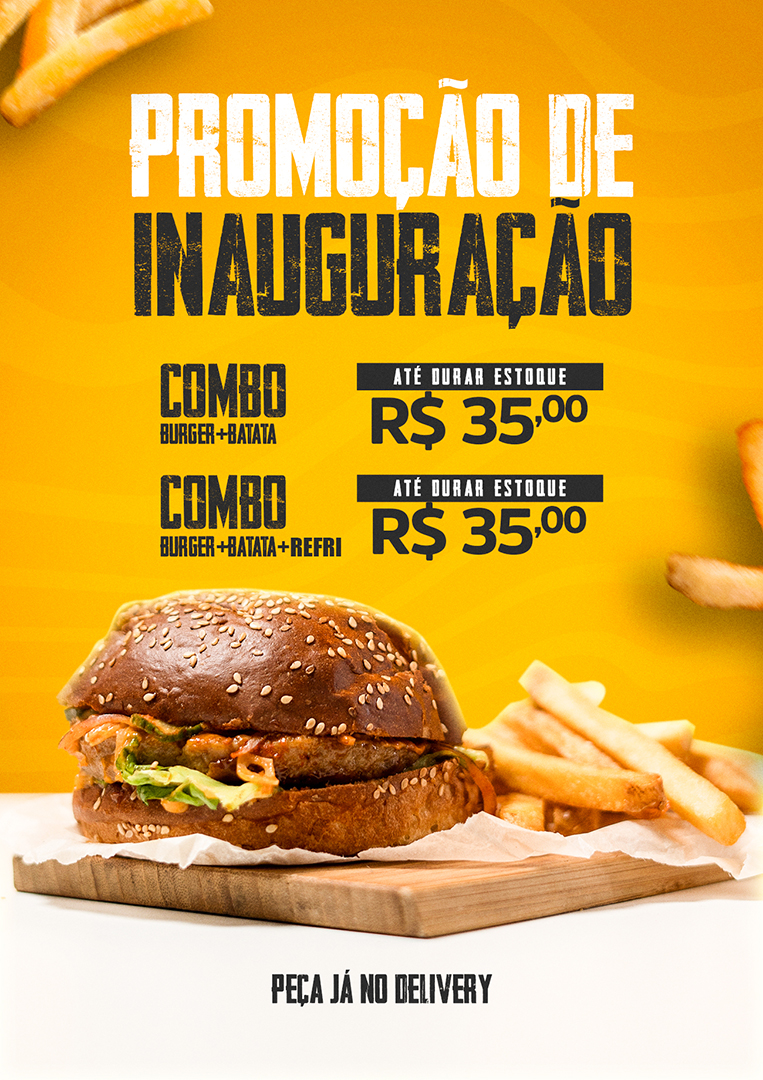 Promoção de Inauguração Cardápio para Hamburgueria PSD Editável