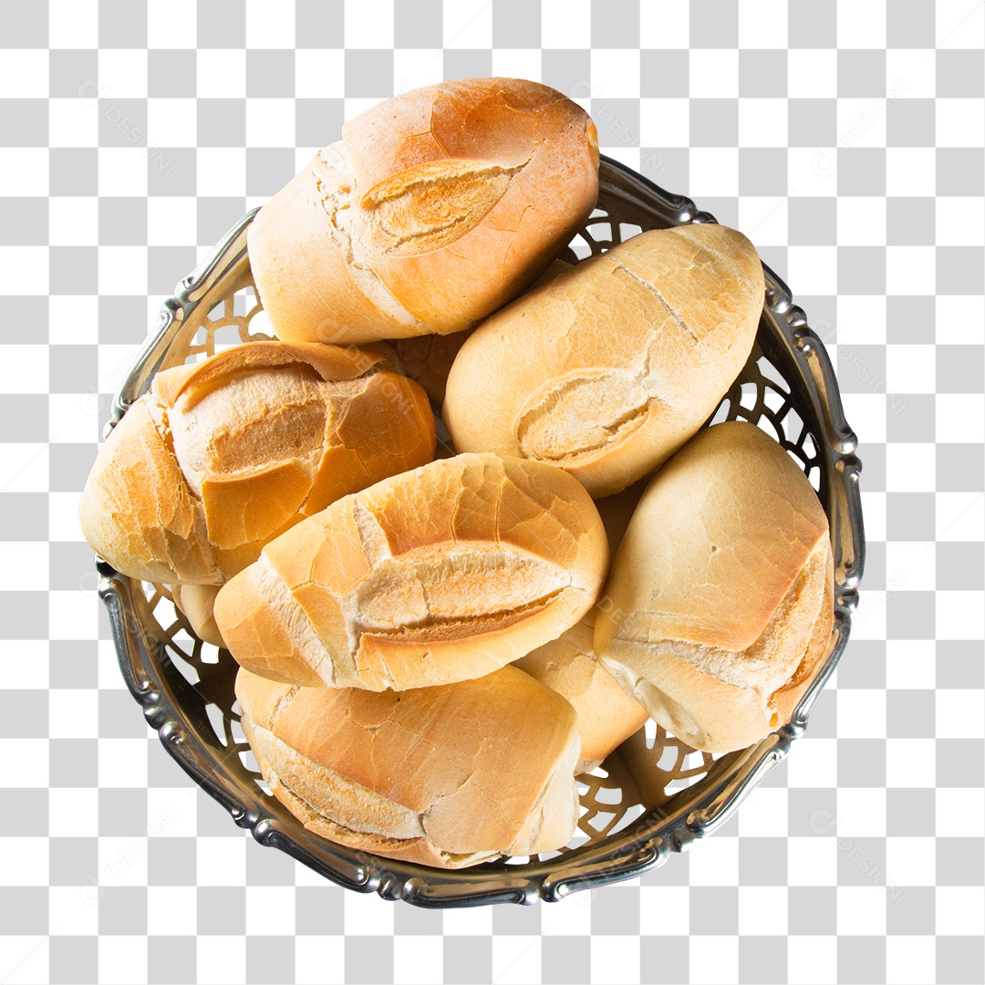 Cesta com Pão Francês PNG Transparente
