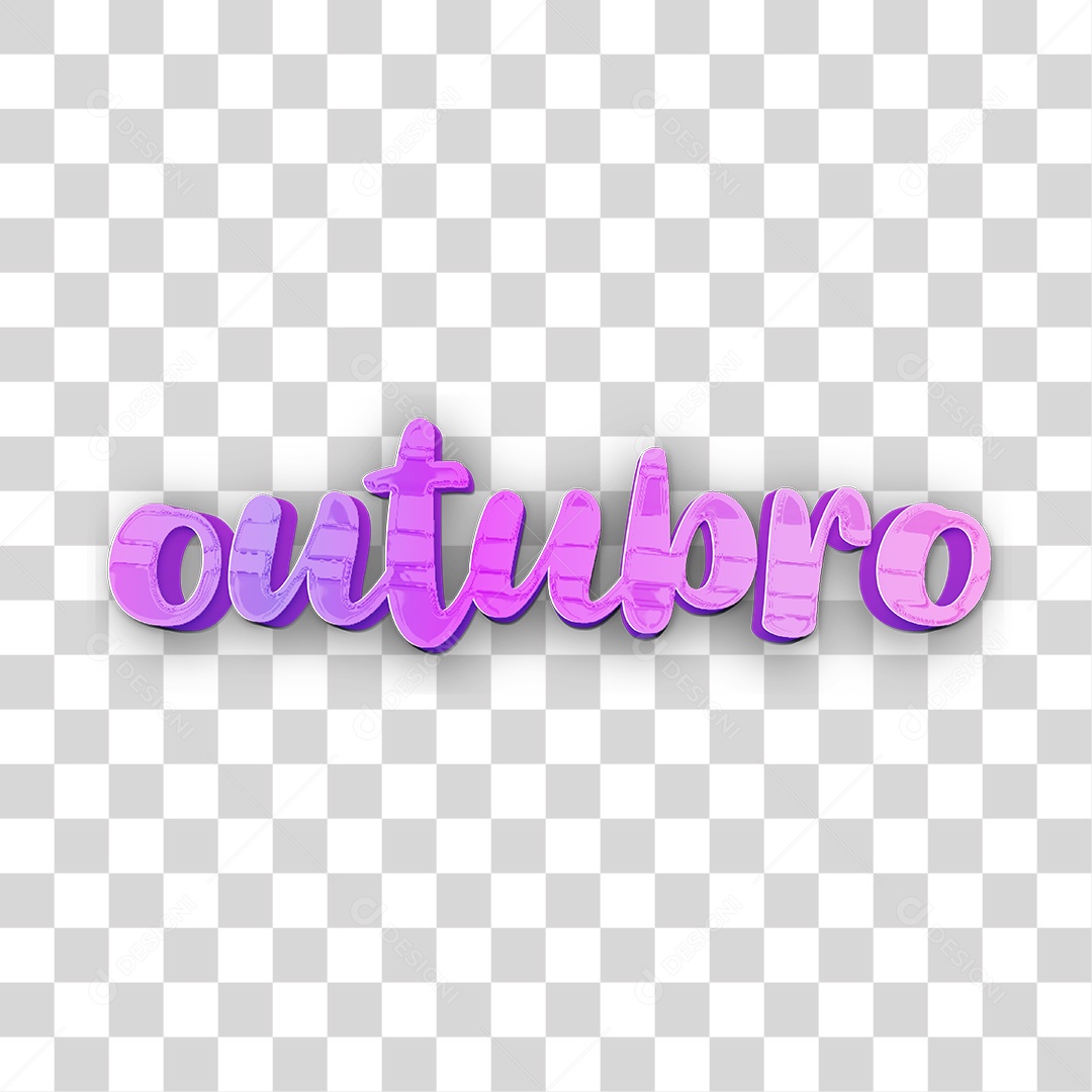 Texto 3D Outubro Rosa PNG