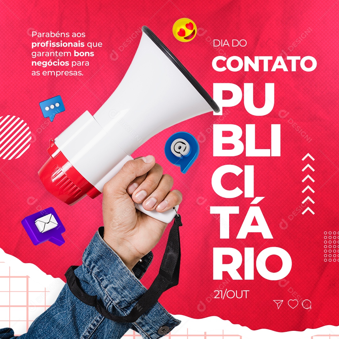 Social Media Parabéns Dia do Contato Publicitário 21 de Outubro PSD Editável