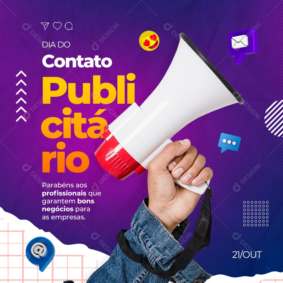 Parabéns Dia do Contato Publicitário 21 de Outubro Social Media PSD Editável