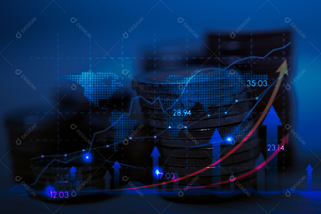 Conceito de mercado de ações de investimento de economia de inflação gráfico seta de finanças de negócios.