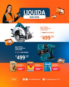 Encarte Liquida Construção Social Media PSD Editável