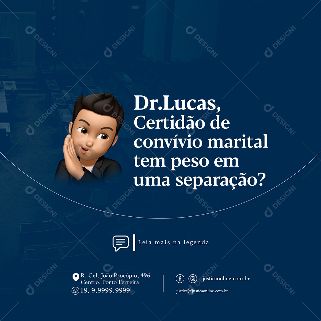 Dr Lucas Certidão de Convívio Marital tem Peso em Uma Separação Advocacia Social Media PSD Editável
