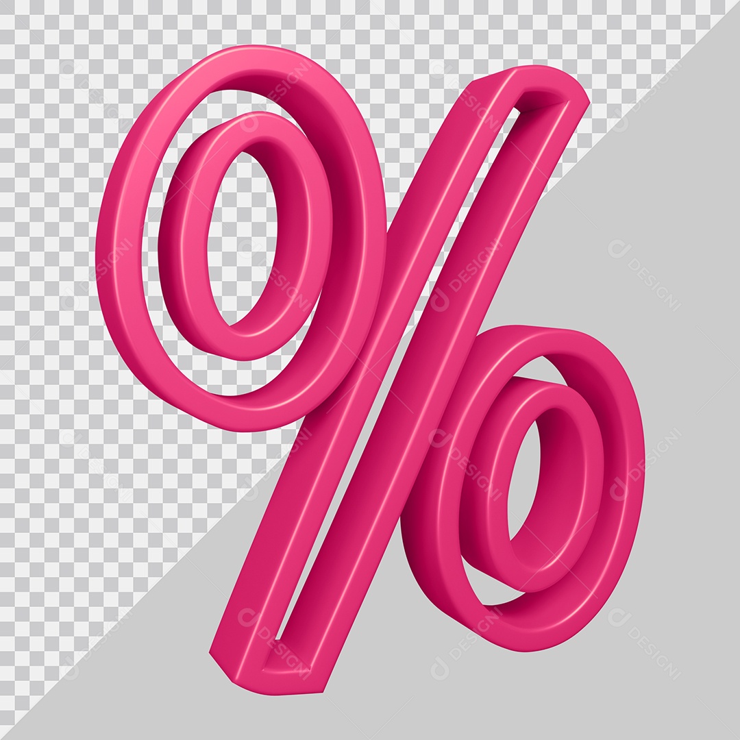 Elemento 3D Para Composição Símbolo de Porcentagem Rosa PSD
