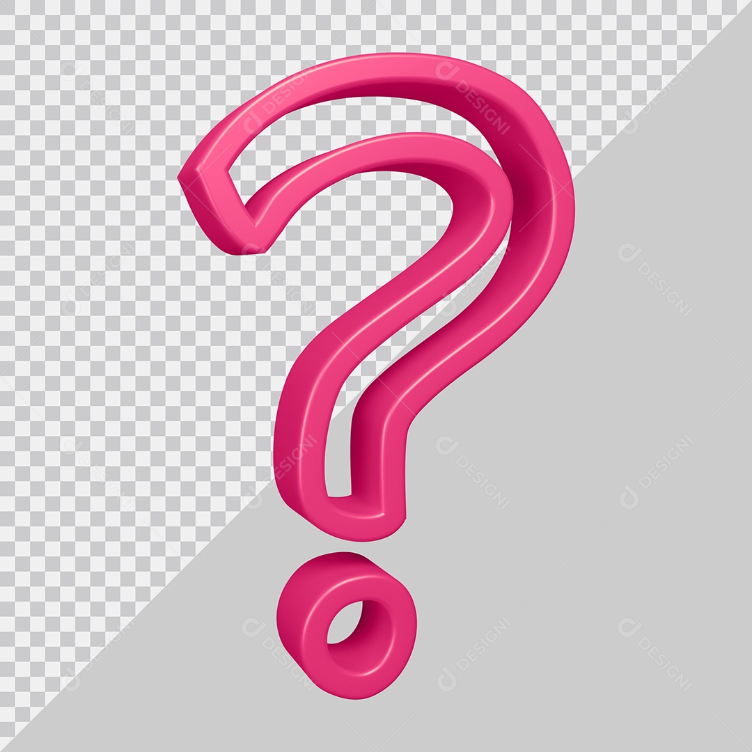 Elemento 3D Para Composição Símbolo de ponto de interrogação Rosa PSD