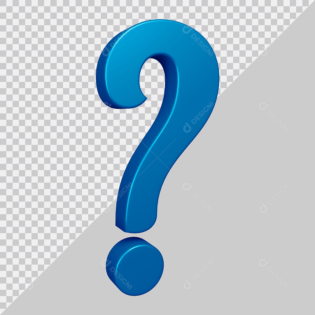 Elemento 3D Para Composição Símbolo de ponto de interrogação Azul PSD