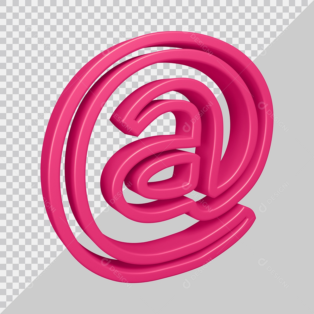 Elemento 3D Para Composição Símbolo Arroba Rosa PSD