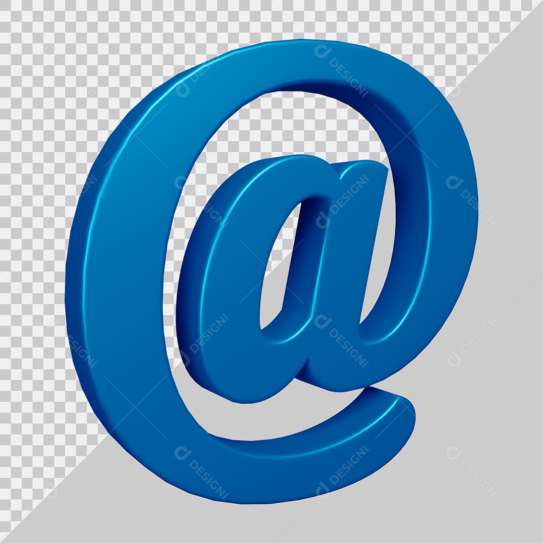 Elemento 3D Para Composição Símbolo Arroba Azul PSD