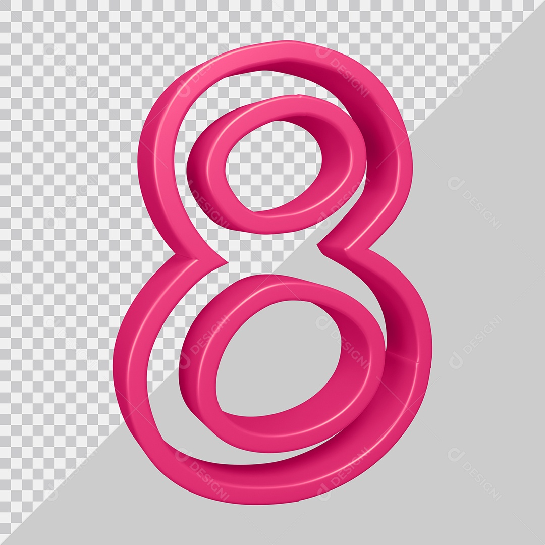 Elemento 3D Para Composição Número 8 Rosa PSD