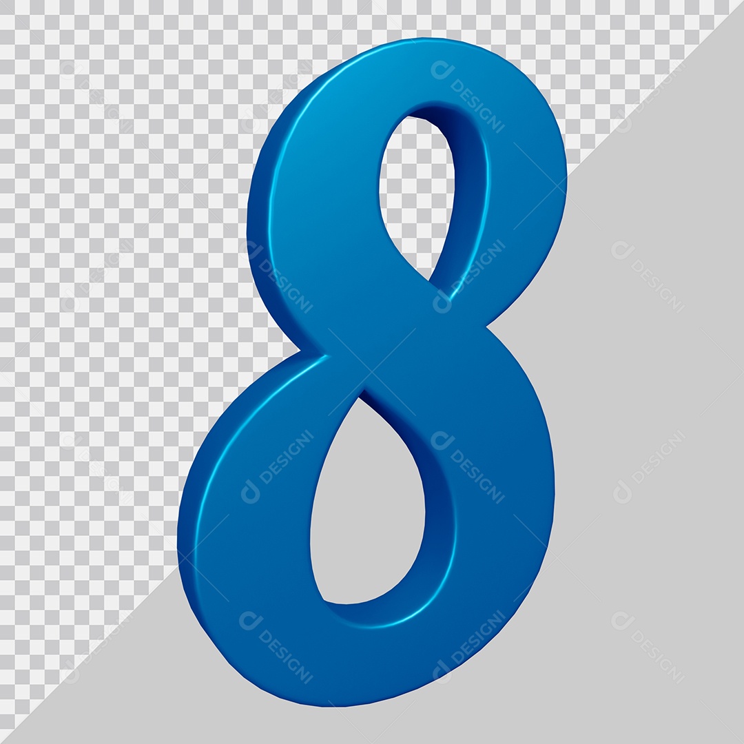 Elemento 3D Para Composição Número 8 Azul PSD