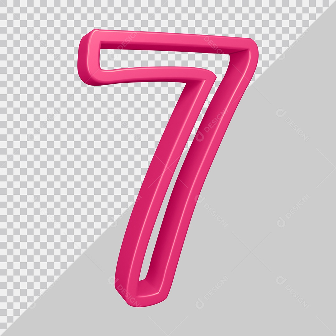 Elemento 3D Para Composição Número 7 Rosa PSD