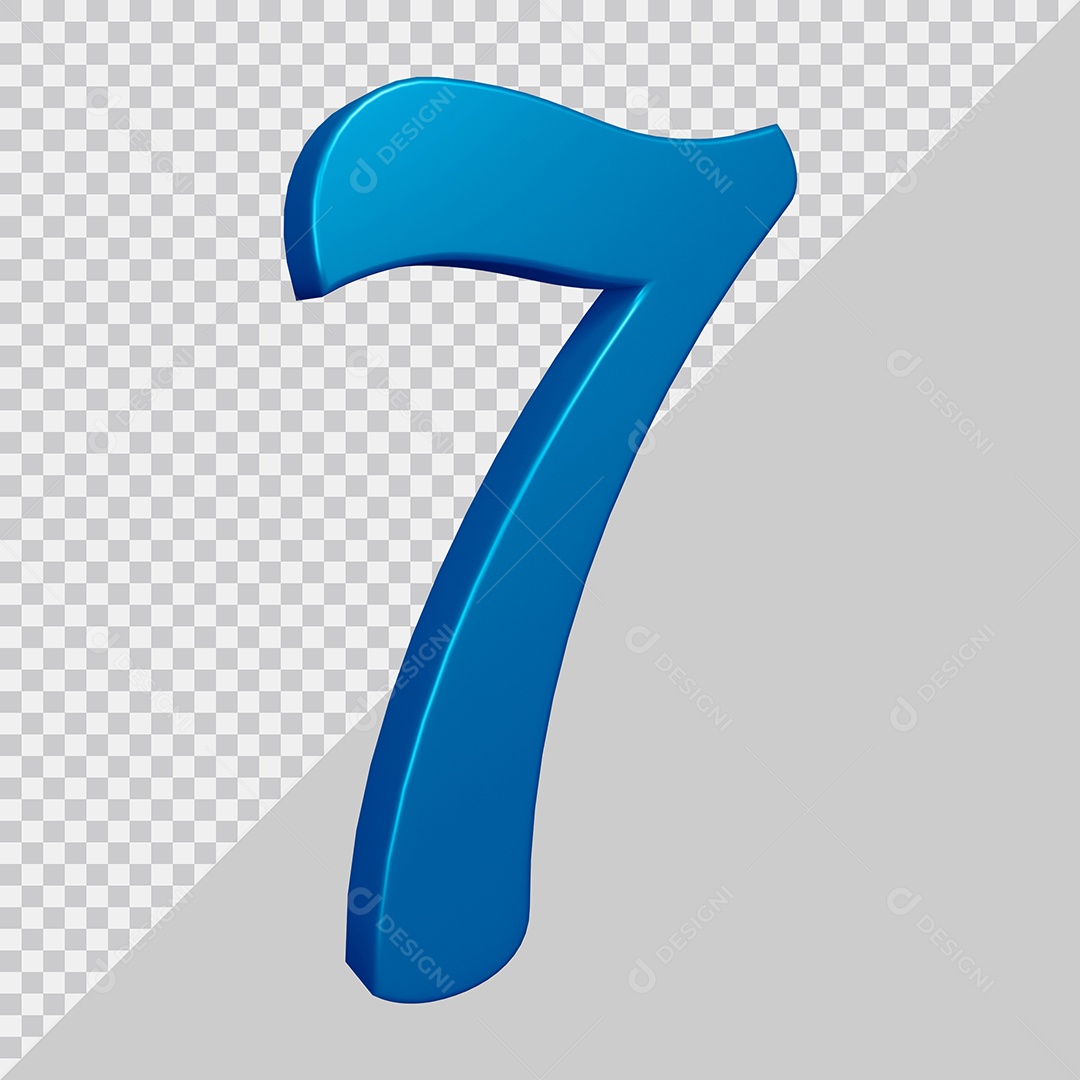 Elemento 3D Para Composição Número 7 Azul PSD