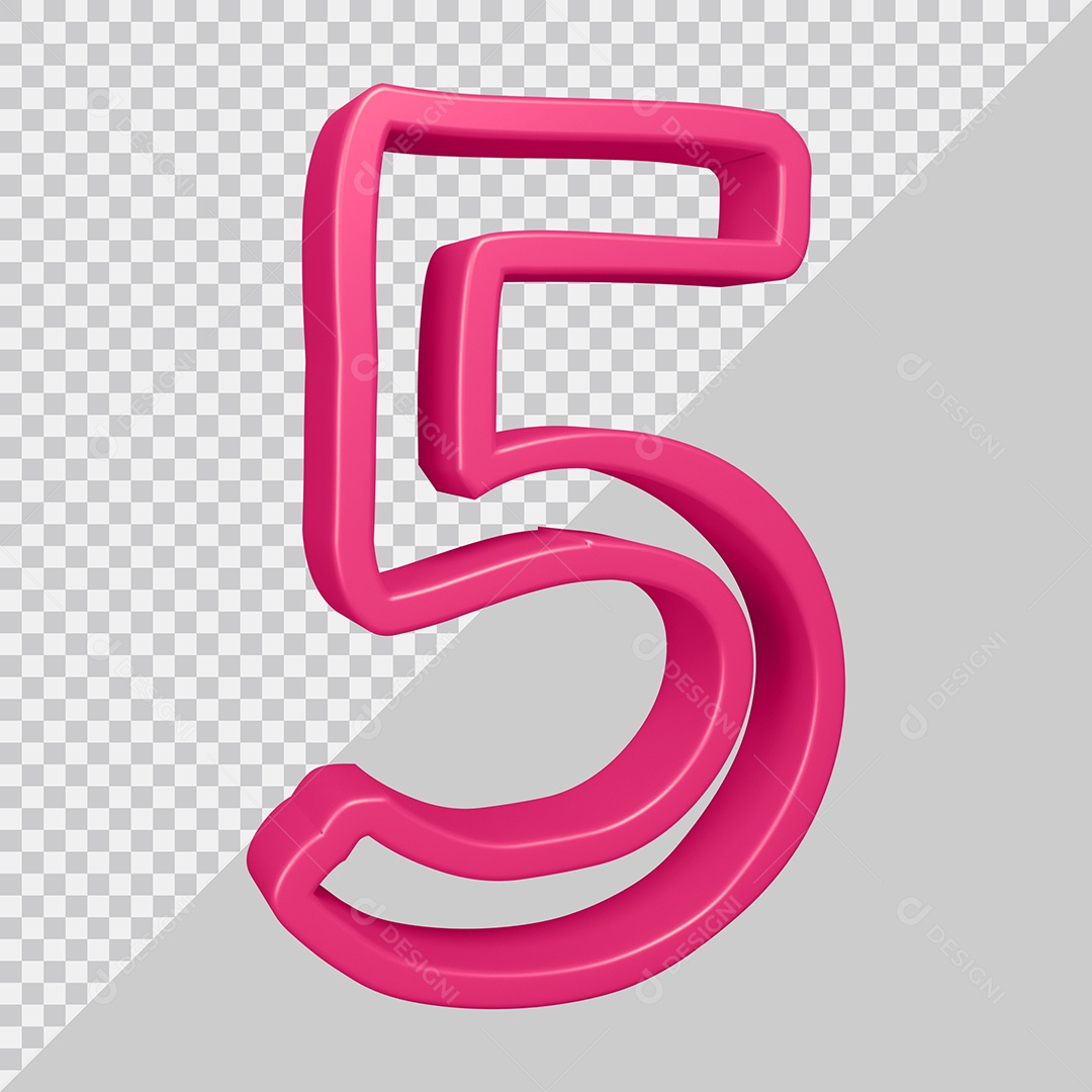 Elemento 3D Para Composição Número 5 Rosa PSD