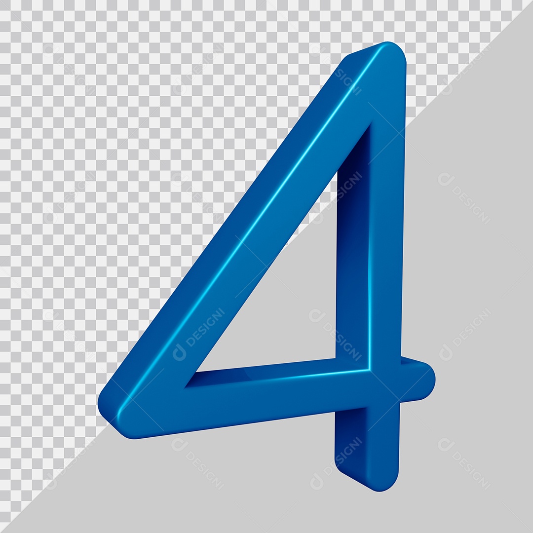 Elemento 3D Para Composição Número 4 Azul PSD