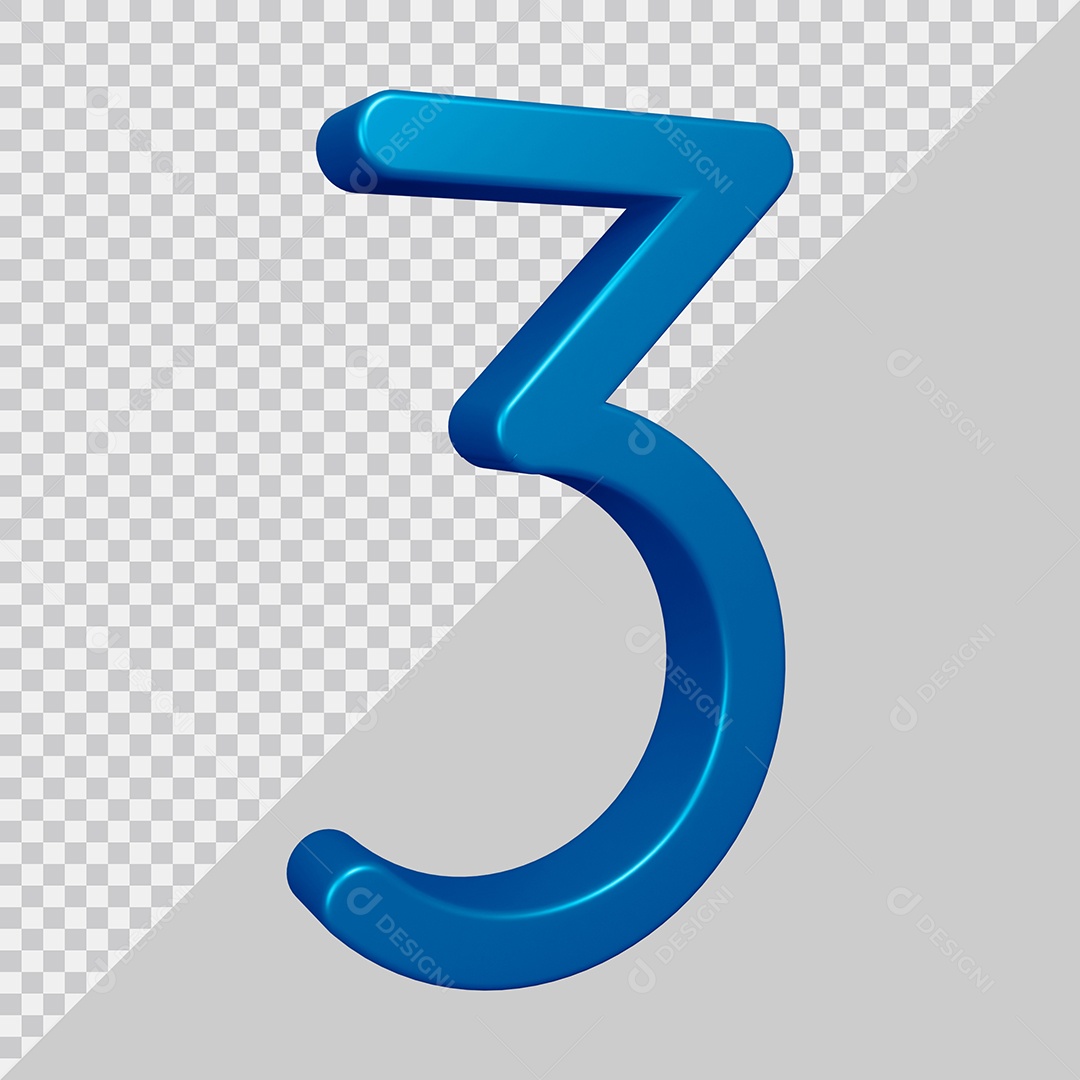 Elemento 3D Para Composição Número 3 Azul PSD