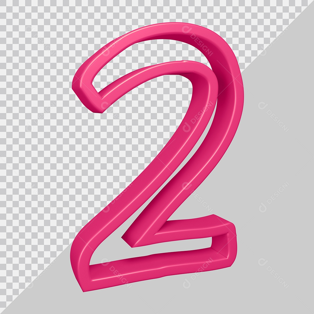 Elemento 3D Para Composição Número 2 Rosa PSD