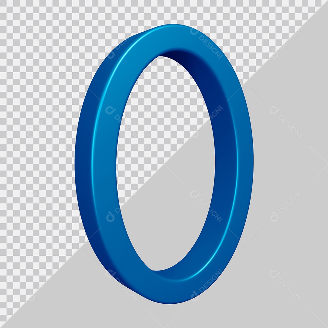 Elemento 3D Para Composição Número 0 Azul PSD