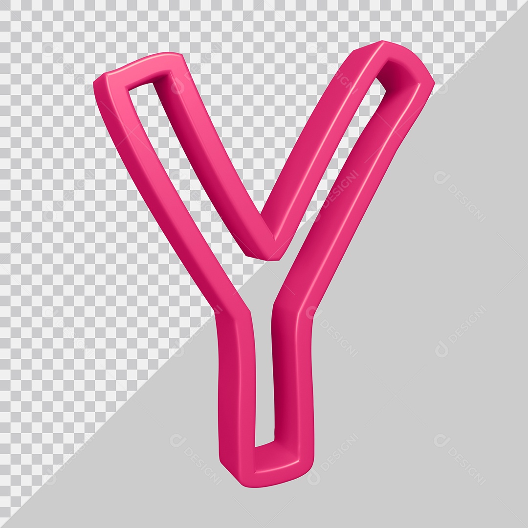 Elemento 3D Para Composição Letra Y Rosa PSD