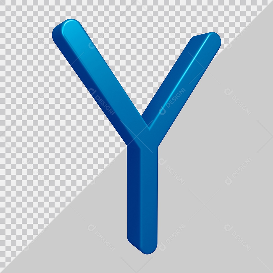 Elemento 3D Para Composição Letra Y Azul PSD